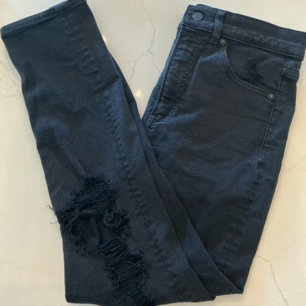 Express Black Distressed Skinny Jeans